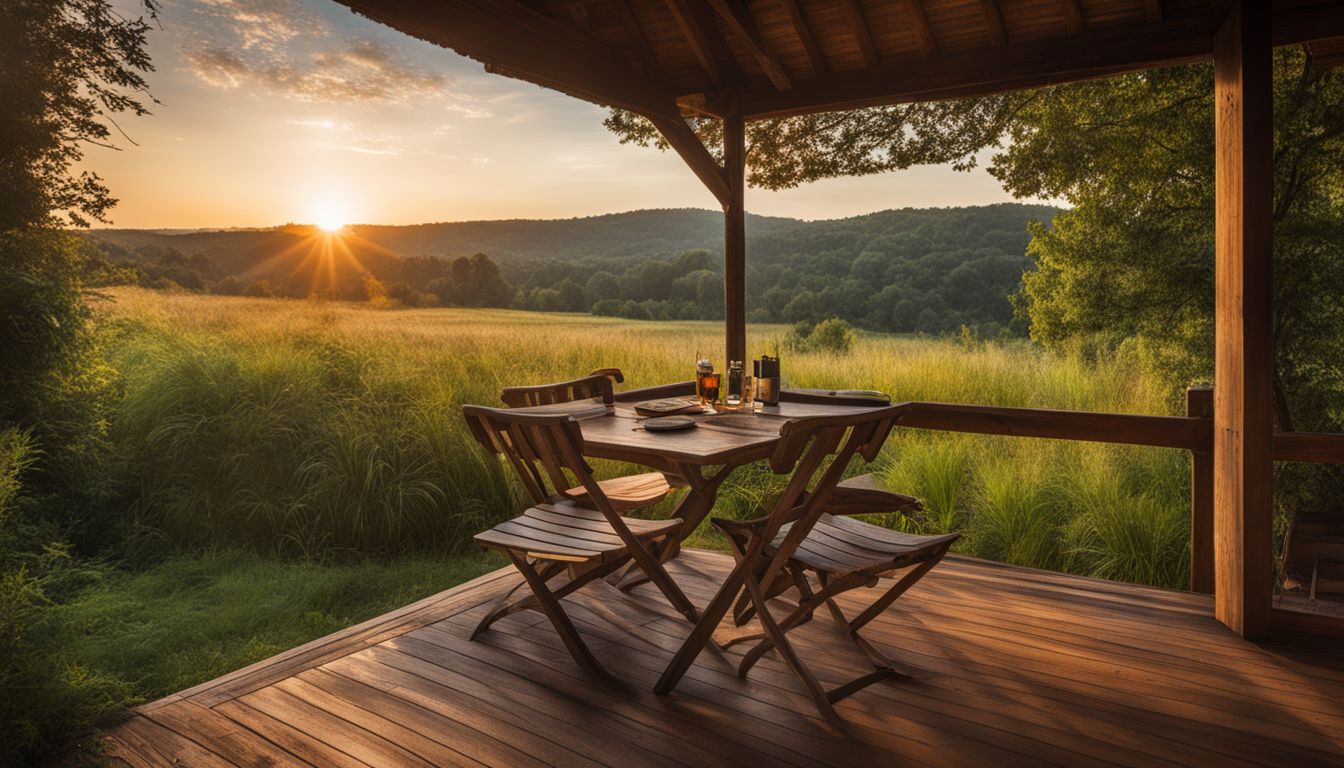 A serene setting with an empty chair and a book on self-discipline.