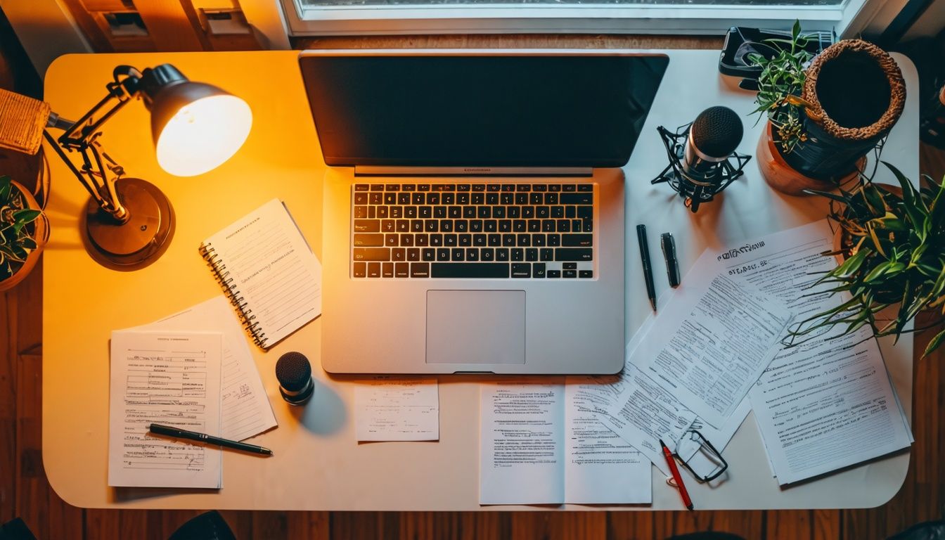 Home office desk setup for YouTube affiliate marketing and recording.